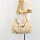 PRADA Hand Bag Leather Ivory Silver Auth ep14770A-27