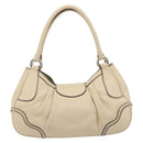 PRADA Hand Bag Leather Ivory Silver Auth ep14770A-3