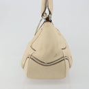 PRADA Hand Bag Leather Ivory Silver Auth ep14770A-4