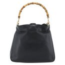 GUCCI Bamboo Hand Bag Leather 2way Black Gold 001 1638 Auth ep14771-2