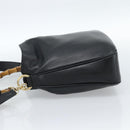 GUCCI Bamboo Hand Bag Leather 2way Black Gold 001 1638 Auth ep14771-4