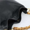 GUCCI Bamboo Hand Bag Leather 2way Black Gold 001 1638 Auth ep14771-6