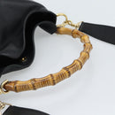 GUCCI Bamboo Hand Bag Leather 2way Black Gold 001 1638 Auth ep14771-7