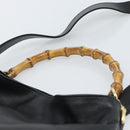 GUCCI Bamboo Hand Bag Leather 2way Black Gold 001 1638 Auth ep14771-8