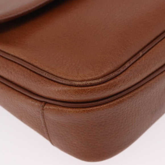 Burberrys Shoulder Bag Leather Brown Gold Auth ep14772