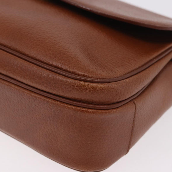 Burberrys Shoulder Bag Leather Brown Gold Auth ep14772