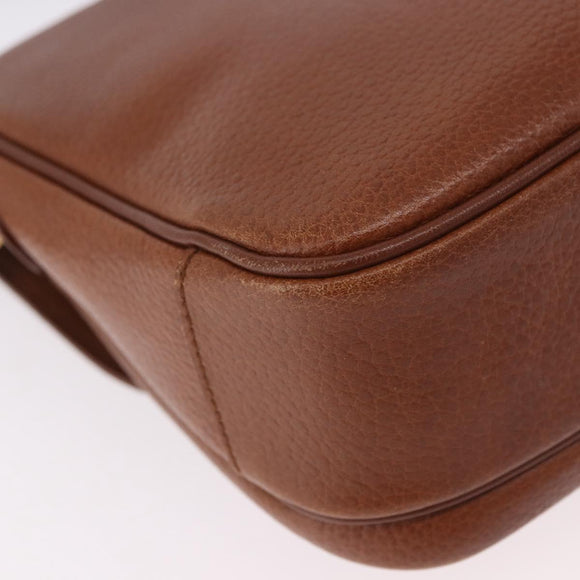 Burberrys Shoulder Bag Leather Brown Gold Auth ep14772