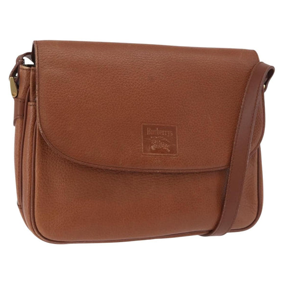 Burberrys Shoulder Bag Leather Brown Gold Auth ep14772