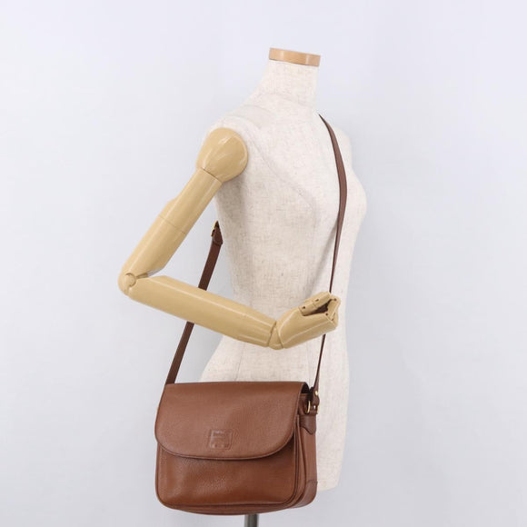 Burberrys Shoulder Bag Leather Brown Gold Auth ep14772