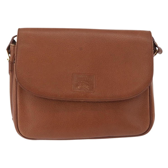 Burberrys Shoulder Bag Leather Brown Gold Auth ep14772