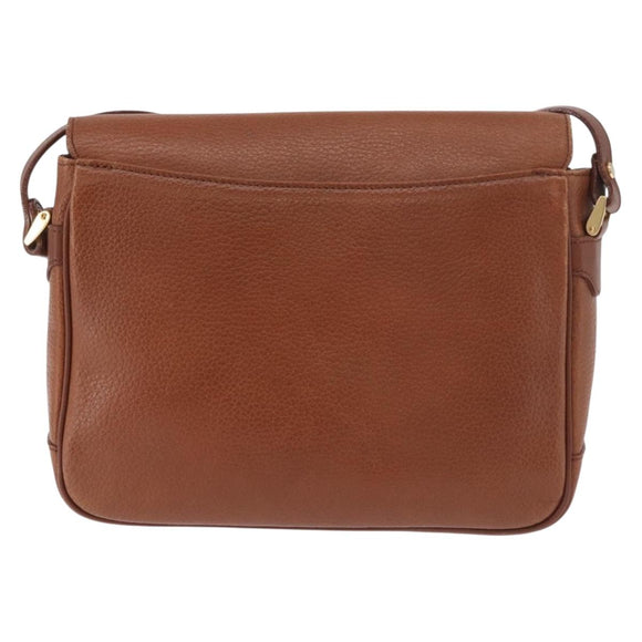 Burberrys Shoulder Bag Leather Brown Gold Auth ep14772