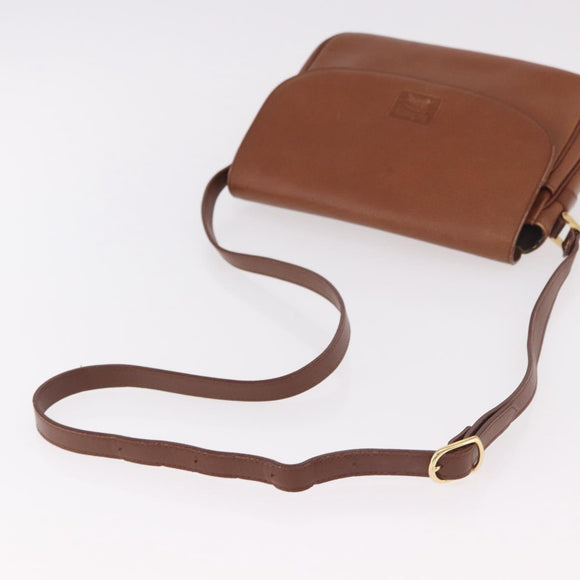 Burberrys Shoulder Bag Leather Brown Gold Auth ep14772