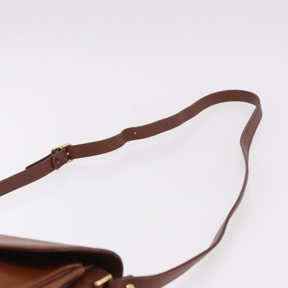 Burberrys Shoulder Bag Leather Brown Gold Auth ep14772