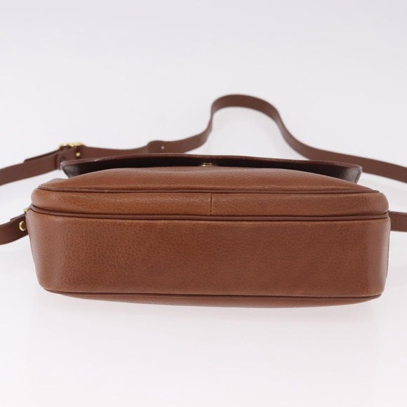 Burberrys Shoulder Bag Leather Brown Gold Auth ep14772
