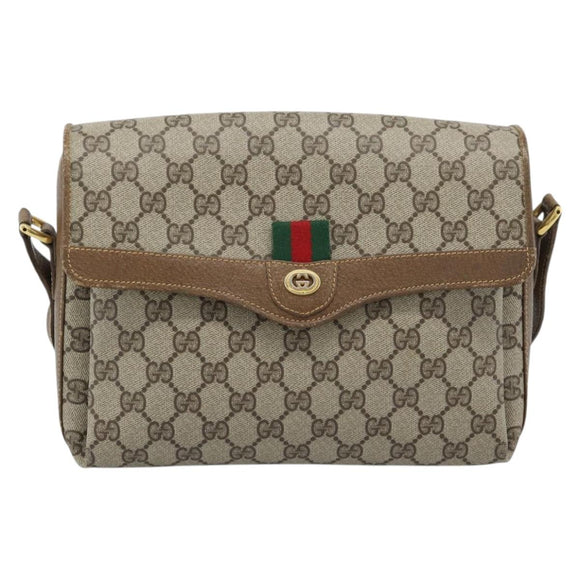 GUCCI GG Supreme Web Sherry Line Tasche PVC Beige Gold 904 02 084 Auth ep14773