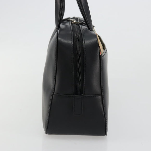 BURBERRY Hand Bag Leather Black Silver Auth ep14775A