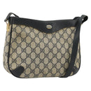 GUCCI GG Supreme Shoulder Bag PVC Navy Gold Auth ep14778-1