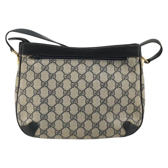 GUCCI GG Supreme Shoulder Bag PVC Navy Gold Auth ep14778