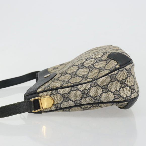 GUCCI GG Supreme Shoulder Bag PVC Navy Gold Auth ep14778