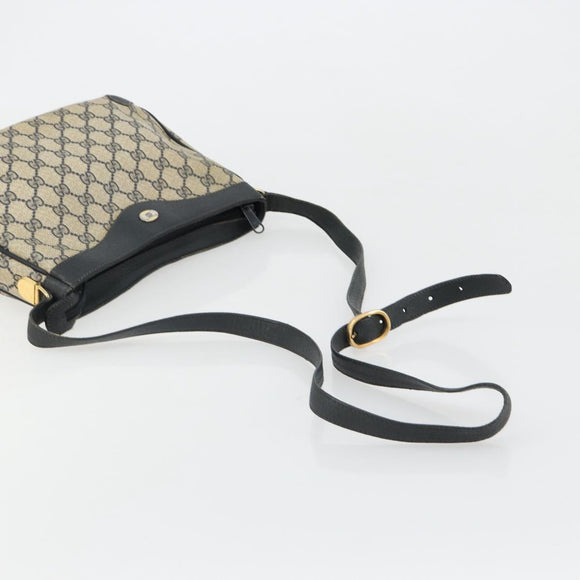 GUCCI GG Supreme Shoulder Bag PVC Navy Gold Auth ep14778