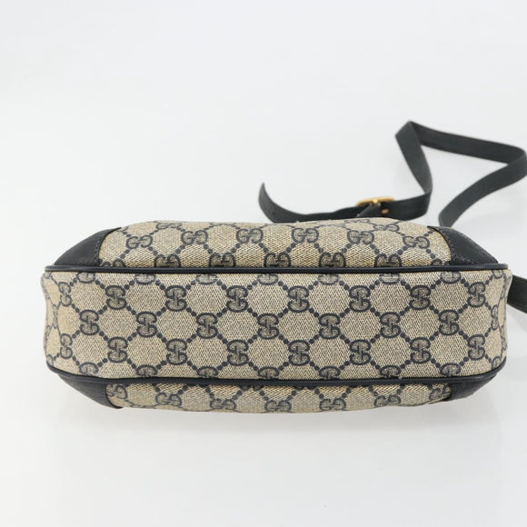 GUCCI GG Supreme Shoulder Bag PVC Navy Gold Auth ep14778