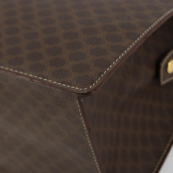 CELINE Macadam Canvas Hand Bag PVC Leather Brown Gold Auth ep14779