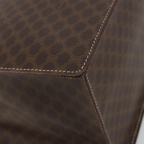 CELINE Macadam Canvas Hand Bag PVC Leather Brown Gold Auth ep14779