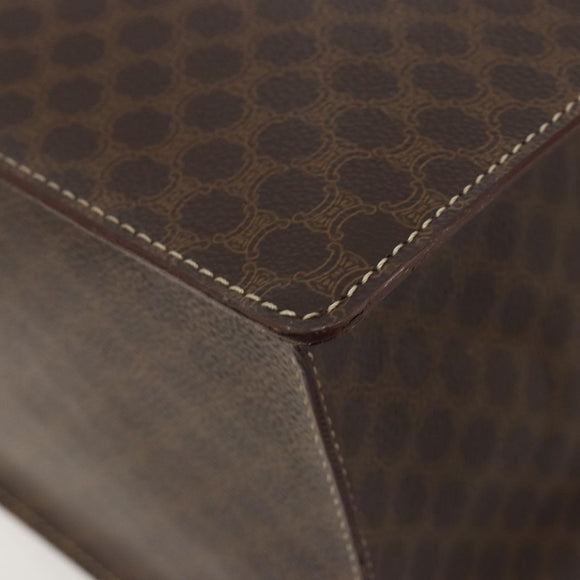 CELINE Macadam Canvas Hand Bag PVC Leather Brown Gold Auth ep14779