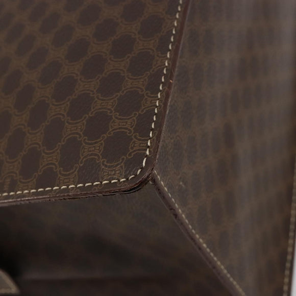 CELINE Macadam Canvas Hand Bag PVC Leather Brown Gold Auth ep14779