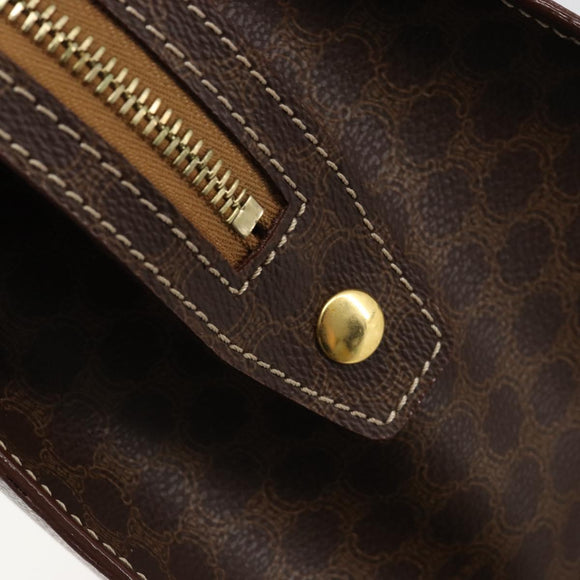 CELINE Macadam Canvas Hand Bag PVC Leather Brown Gold Auth ep14779