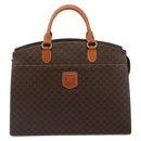 CELINE Macadam Canvas Hand Bag PVC Leather Brown Gold Auth ep14779-13