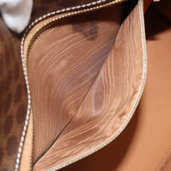 CELINE Macadam Canvas Hand Bag PVC Leather Brown Gold Auth ep14779