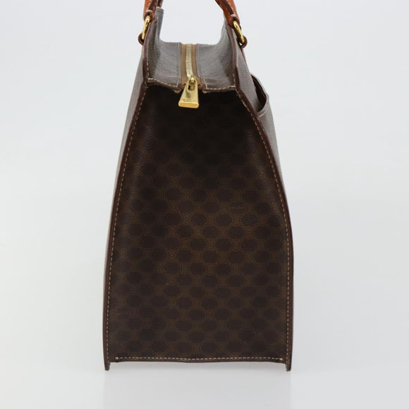 CELINE Macadam Canvas Hand Bag PVC Leather Brown Gold Auth ep14779