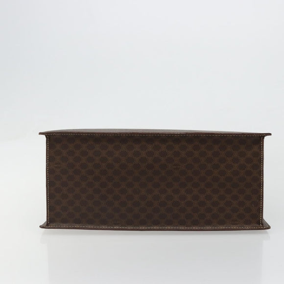 CELINE Macadam Canvas Hand Bag PVC Leather Brown Gold Auth ep14779