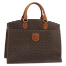 CELINE Macadam Canvas Hand Bag PVC Leather Brown Gold Auth ep14780-1