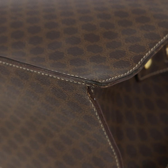 CELINE Macadam Canvas Hand Bag PVC Leather Brown Gold Auth ep14780