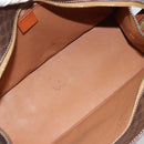 CELINE Macadam Canvas Hand Bag PVC Leather Brown Gold Auth ep14780-10