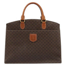 CELINE Macadam Canvas Hand Bag PVC Leather Brown Gold Auth ep14780-13
