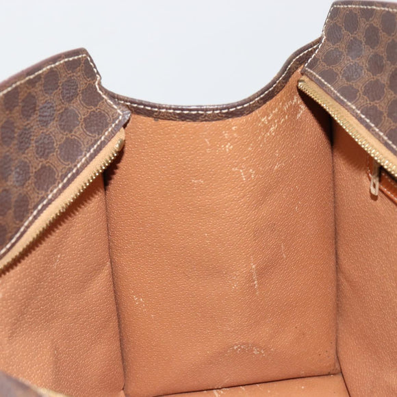 CELINE Macadam Canvas Hand Bag PVC Leather Brown Gold Auth ep14780