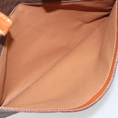 CELINE Macadam Canvas Hand Bag PVC Leather Brown Gold Auth ep14780-25