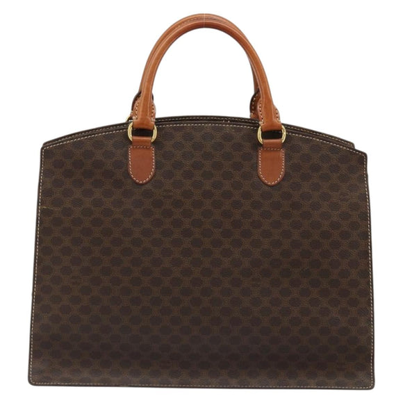 CELINE Macadam Canvas Hand Bag PVC Leather Brown Gold Auth ep14780