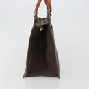 CELINE Macadam Canvas Hand Bag PVC Leather Brown Gold Auth ep14780-4
