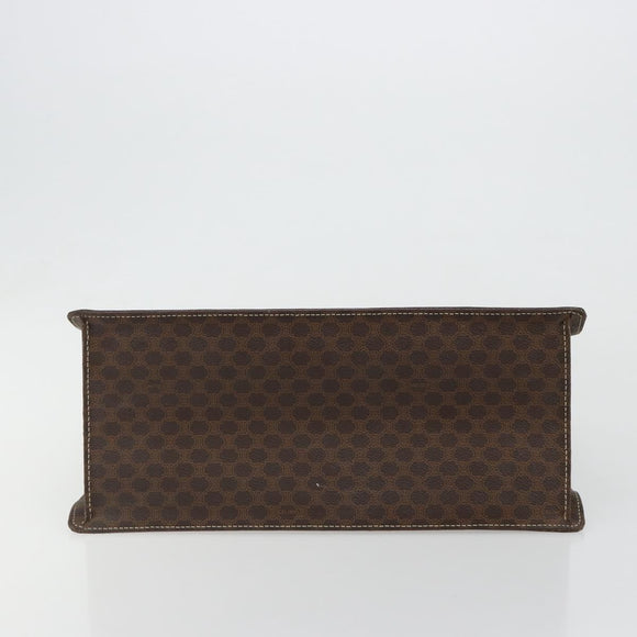 CELINE Macadam Canvas Hand Bag PVC Leather Brown Gold Auth ep14780
