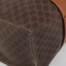 CELINE Macadam Canvas Draagtas PVC Leer Bruin Goud Auth ep14781-16