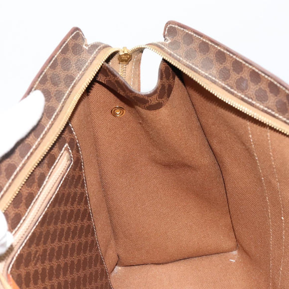 CELINE Macadam Canvas Draagtas PVC Leer Bruin Goud Auth ep14781