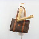 CELINE Macadam Canvas Draagtas PVC Leer Bruin Goud Auth ep14781-24