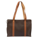 CELINE Macadam Canvas Draagtas PVC Leer Bruin Goud Auth ep14781-2