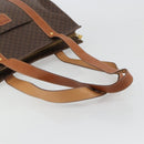 CELINE Macadam Canvas Draagtas PVC Leer Bruin Goud Auth ep14781-7