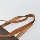 CELINE Macadam Canvas Draagtas PVC Leer Bruin Goud Auth ep14781-14