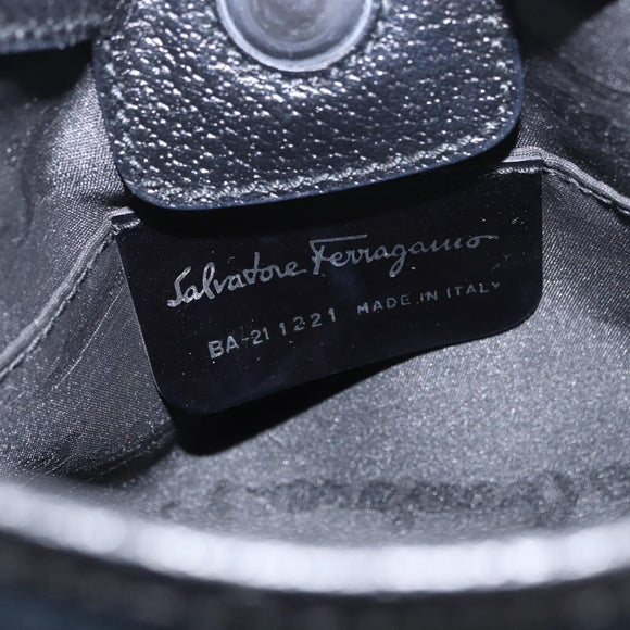 Salvatore Ferragamo Shoulder Bag Canvas Navy Auth ep14784